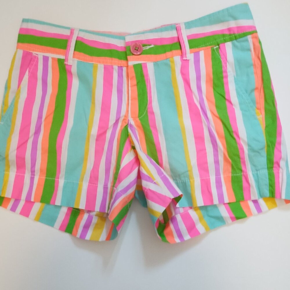 Lilly Pulitzer Callahan Cotton Multi Color Stripe Size 0 Shorts